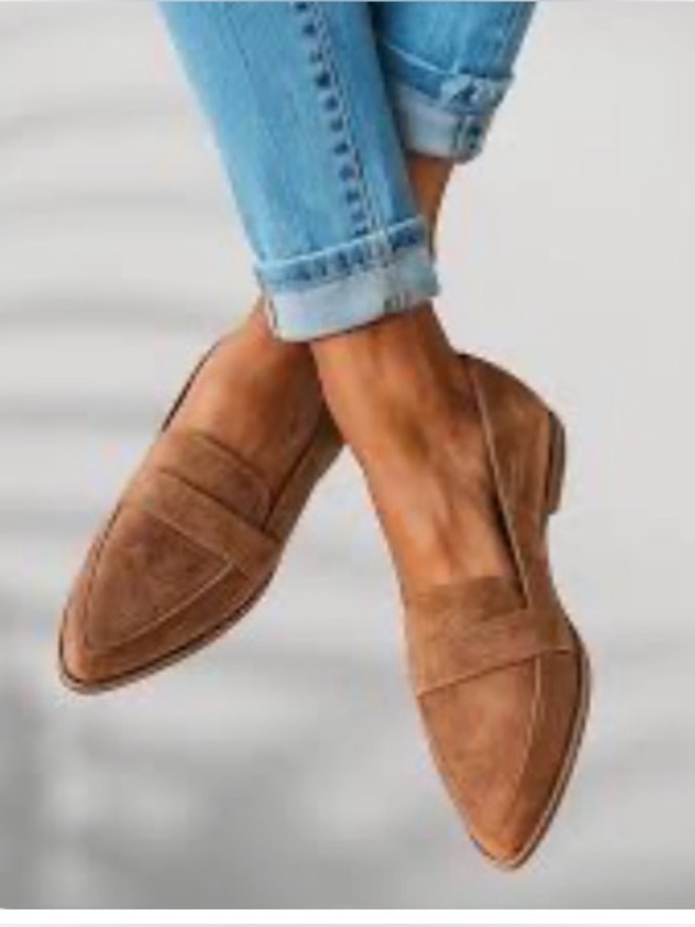 Brown Suede Pointed-Toe Loafers for Women